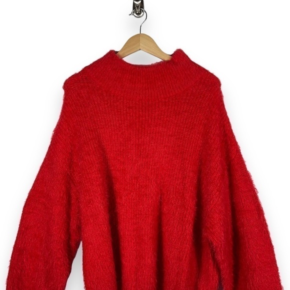 4 for $40 SALE! Eloquii Mock Neck Faux Fur Sweater, Lipstick Red, Size 22/24 - Picture 4 of 11